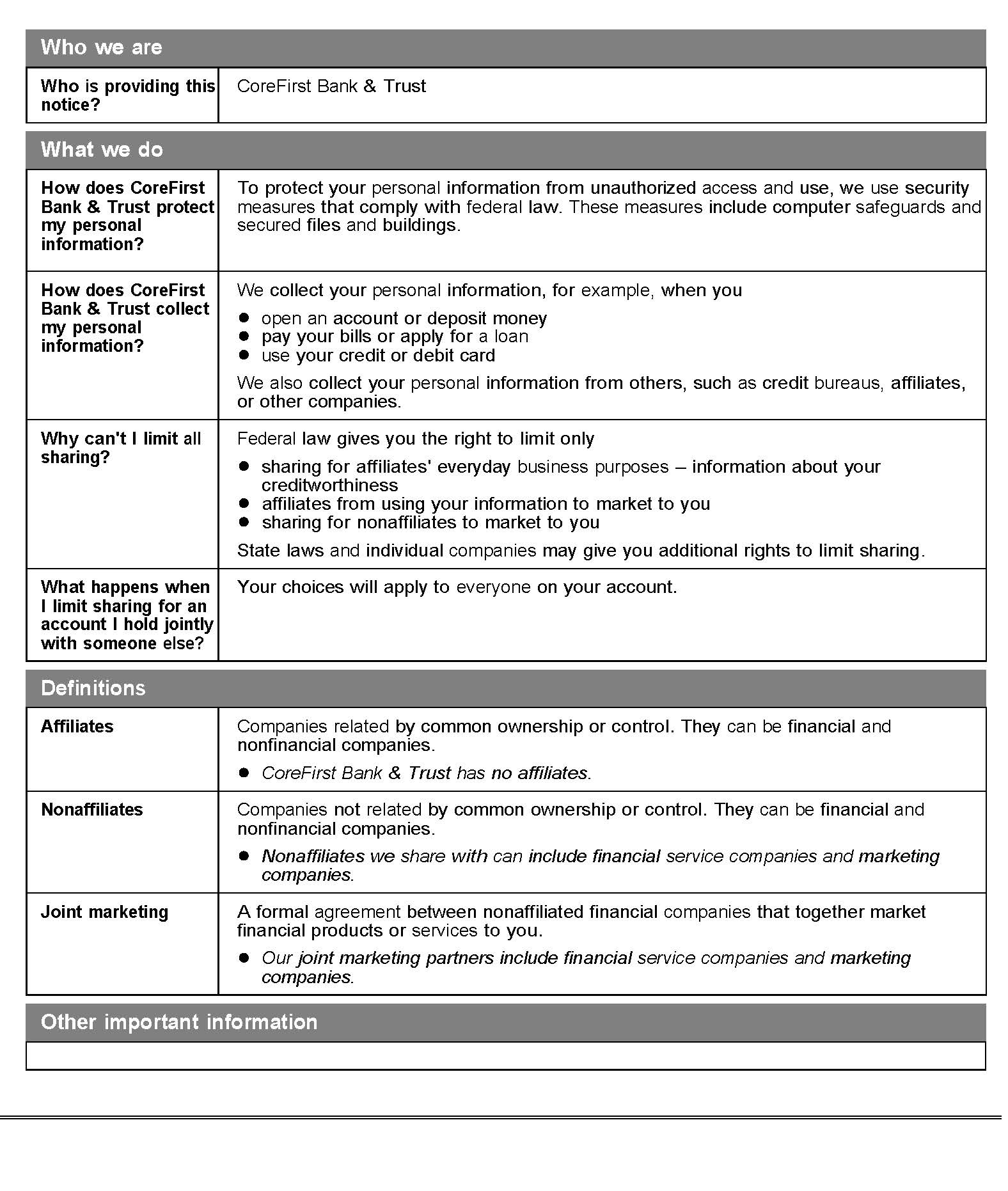 Privacy Notice Page 2