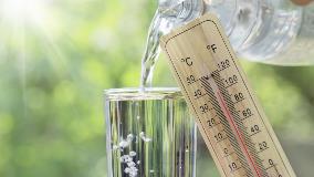 Glass of water with thermometer